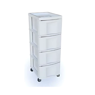 GAVETEIRO GRANDE BRANCO COM RODINHAS E 4 GAVETAS - 600