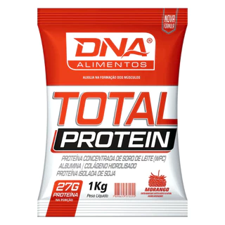 Total Protein Whey Proteina 1kg Morango Dna Suplementos