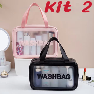 Kit 2 Bolsa cosmética grande transparente para armazenamento à prova d'água   MARISA em Oferta na Shopee