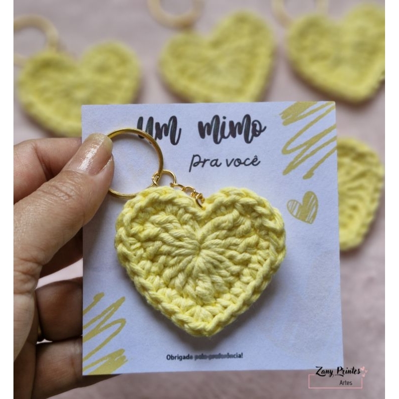 Chaveiros em crochê com cartão personalizado