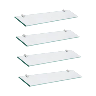 PACK Prateleira de Vidro 6015 cm 60x15 60 15 com Suporte para banheiro decoração INCOLOR