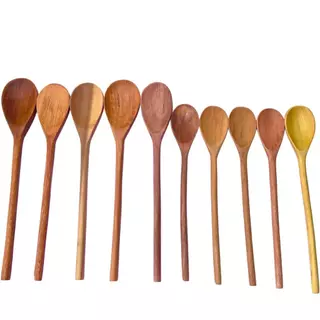 Kit colher de pau, madeira, 10 colheres, sendo 5 com 32cm e 5 com 37cm.