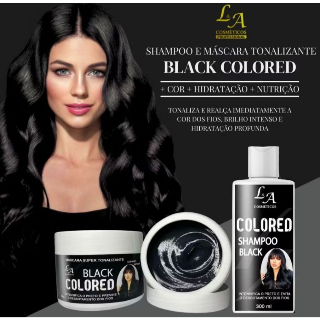 Kit Shampoo e Máscara Tonalizante Preto Black Intenso - S/ Amônia ...