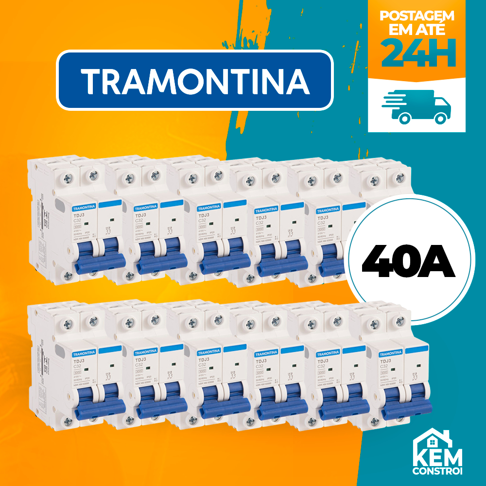 Disjuntor Din Bipolar 40 Amperes Tramontina