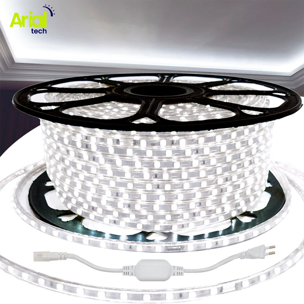 Fita Led 5050 20 Metros Com Fonte 110v Cor De Luz Branca Frio Prova d'água