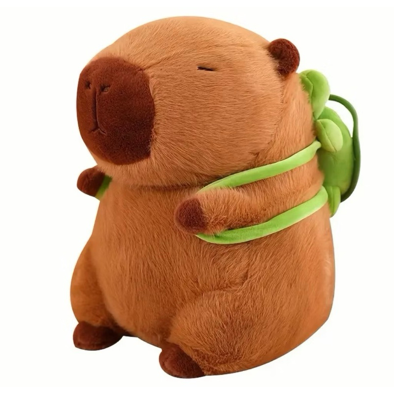 Brinquedo de Pelúcia Capivara com Mochila de Tartaruga