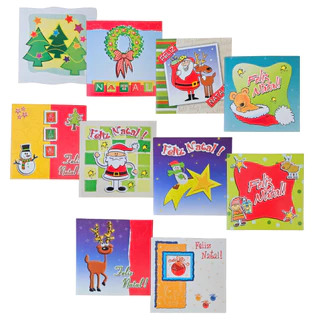 Cartão de Natal com Envelope 10 x 10cm Kit com 10 unidades