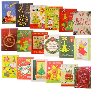 Cartôes de Natal 5,5 x 7,2cm com Envelope Agência de Ideias - Kit com 20 ou 30 Unidades
