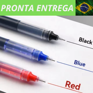 Kit de 4 peças de canetas em gel líquido reta para escrita, secagem rápida, tinta preta, azul e vermelha.