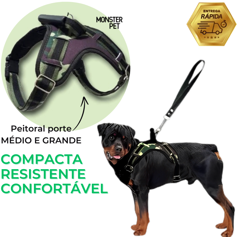 Coleira Peitoral Colete para Cachorro Grande Pitbull e Porte Médio ...
