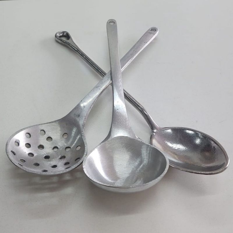 Kit 3 Talheres Concha Colher e Escumadeira em Alumínio Batido | Shopee ...