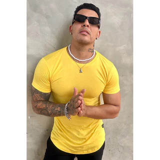 Camiseta Masculina Longline Lisa Viscolycra Slim Fit