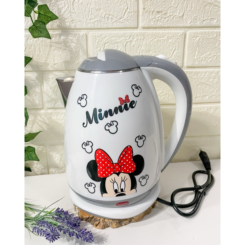 Chaleira elétrica Minnie Mouse - 110V ou 220 V De Inox Premium 1,8 Litros /Jarra Elétrica Café Chá Base Giratoria