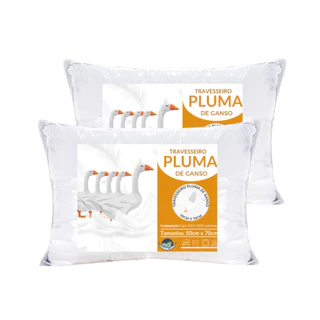 kit 2 travesseiro pluma de ganso antialergico super macio