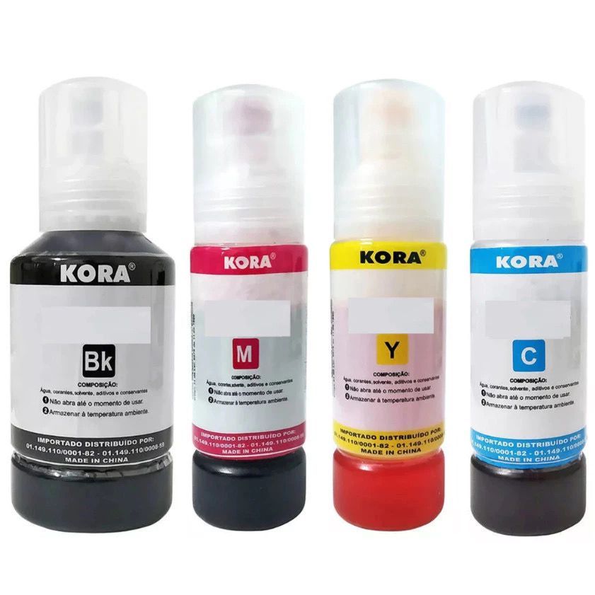 Kit 4 Refil de tinta Kora P/ impressora L3110 L3150 L3210 L3250 L4150 ...