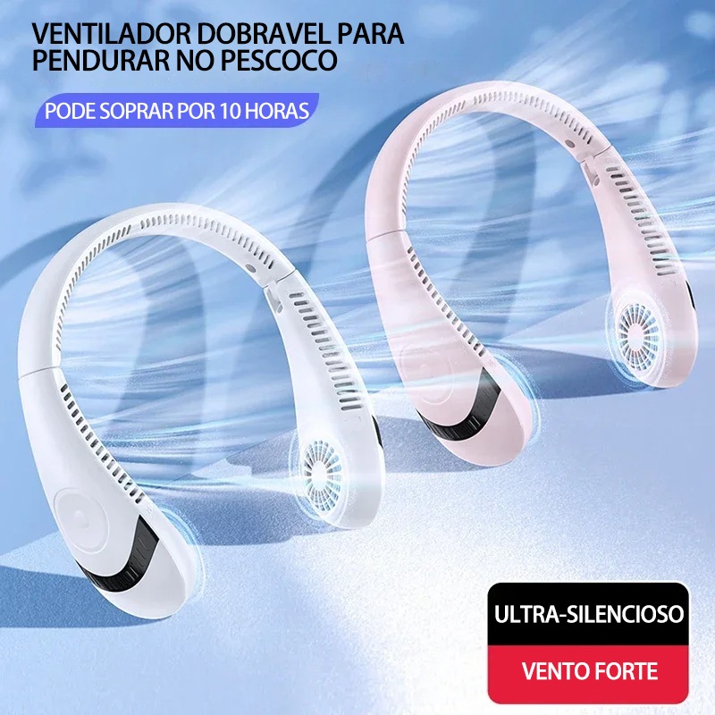 Ventilador Flexível De Pescoço Portátil Usb Recarregável Ideal Para Acampar Viajar Treinar Refrigeração Rápida