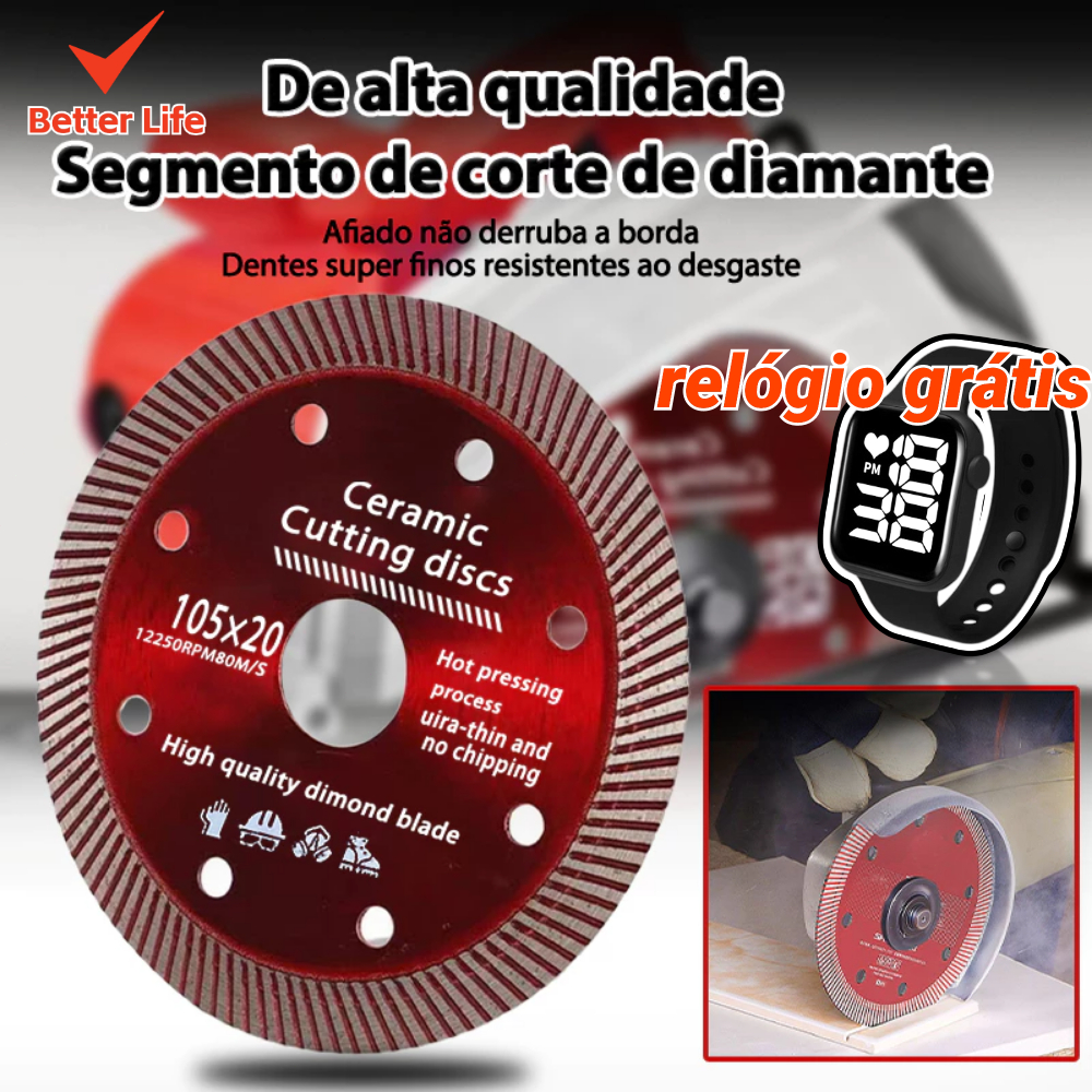 Disco De Corte De 105 mm x 20 mm Superfino Diamantado Para Porcelanato ...
