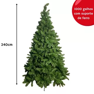 Árvore de natal tradicional pinheiro tamanho  240cm de Altura com 1000/1200 Galhos 210 COM 600 G suporte de ferro 240cm