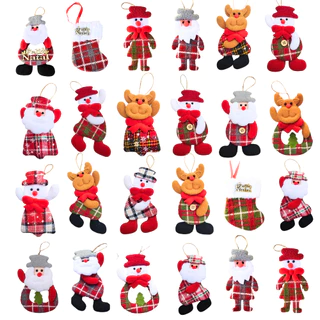 Kit De Pendentes Papai Noel Pelúcia Decoração Enfeite Natalino Pendurar Árvore Porta 16cm Colorido