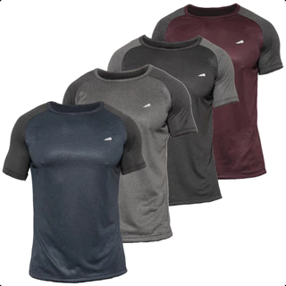 Kit 4 Camisetas Masculina Dry Fit Academia Manga Curta Camisa Lisa Raglan Premium