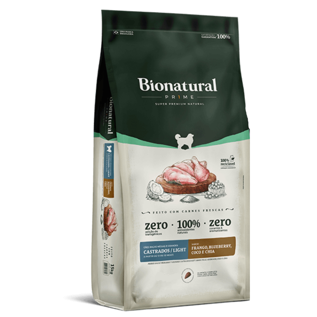 Ração Bionatural Light Cães Castrado Médio/grande 15kg | Shopee Brasil