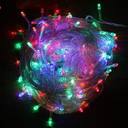 Pisca Pisca Colorido 220Volts Fio Transparente 10 Metros 100Leds Para Árvore De Natal Decorativa