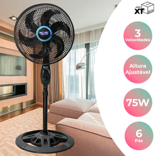 Ventilador de Chão Turbo 6 Pás Coluna Pedestal Potente Confortável Silencioso 110v ou 220v