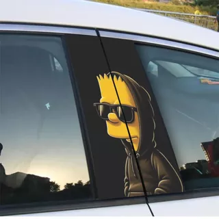 Kit 2 Adesivo Coluna De Carro Comic Simpsons Bomb Stickers