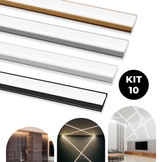 Kit 10 Metros Perfil Sobrepor Alumínio Slim P/ Fita Led