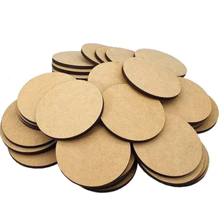 Kit Com 100 Bolachas Mdf Cru Círculo aplique