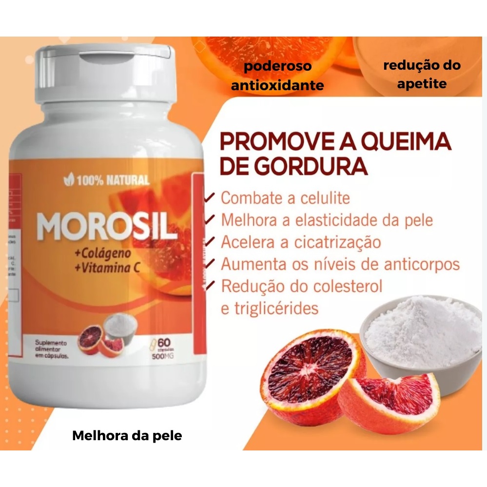 Morosil Laranja Moro Colageno Vitamina C 500mg 60 caps | Shopee Brasil