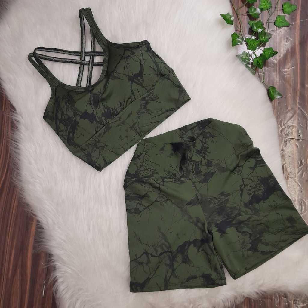 Conjunto Shorts Top Trançado Marmorizado Suplex