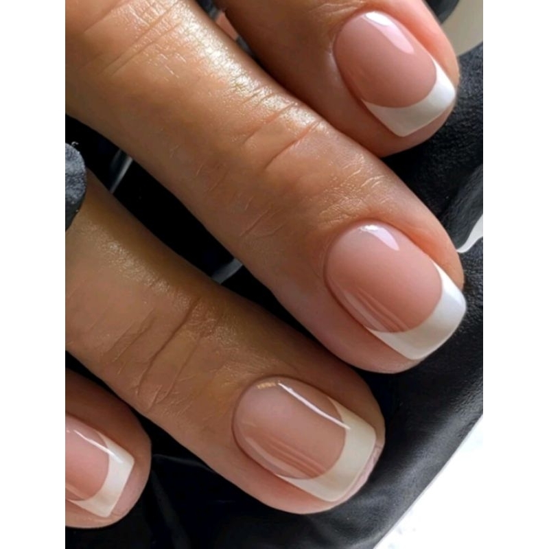 Unhas Postiças Curtas Quadradas Francesinha com Borda Branca - M 321 ...
