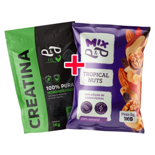 Mix de Castanha Tropical Nuts P&P 1Kg + Creatina 1Kg 100% Pura Monohidratada