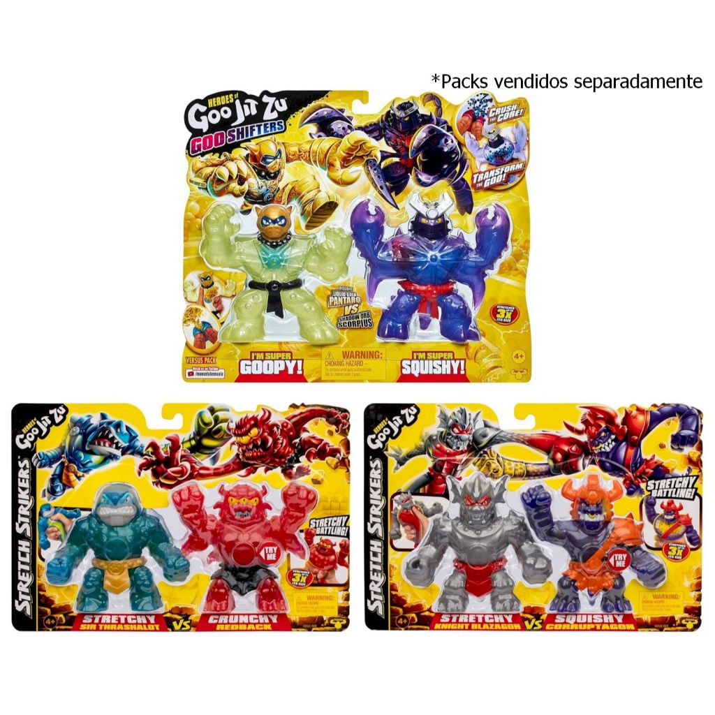 Pack c/ 2 Boneco Elástico Heroes of Goo Jit Zu - 12 cm - Moose