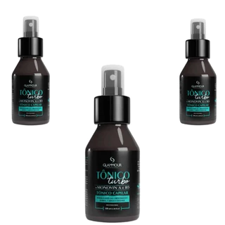Kit 3 Tonico Capilar Turbo Cresce Cabelo Barba Bigode