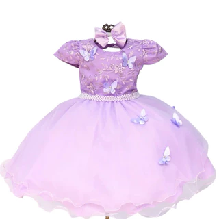 Vestido Jardim Encantado com Borboletas Realeza Do 1 ao 4