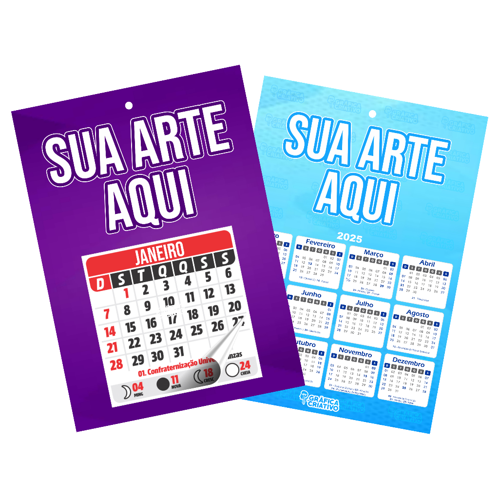 Calendários 20x28cm Personalizado - 20~50und