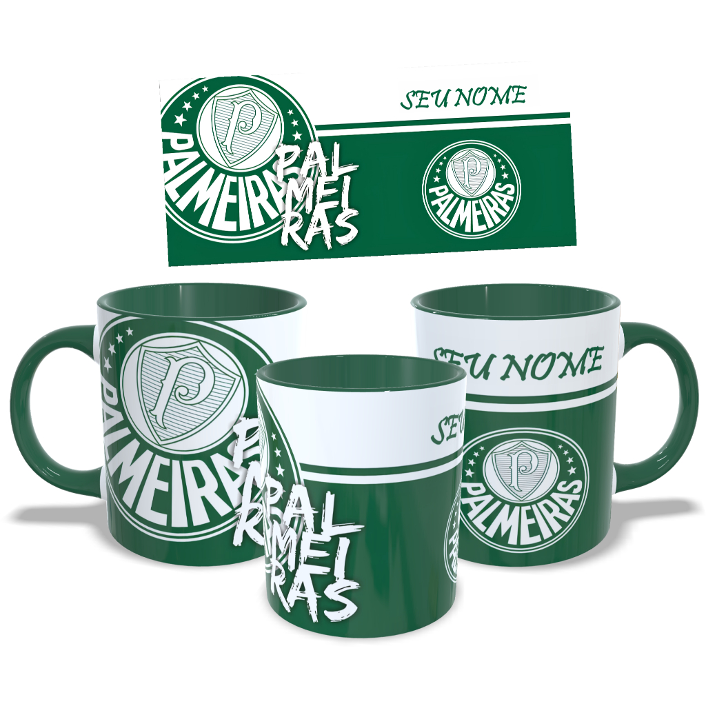 Caneca Personalizada do Palmeiras COM NOME Alça Colorida | Shopee Brasil