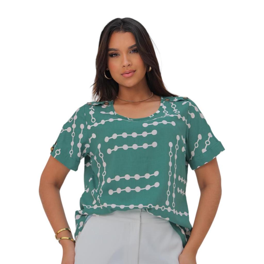 BLUSA DECOTE REDONDO - COM BOTÃO