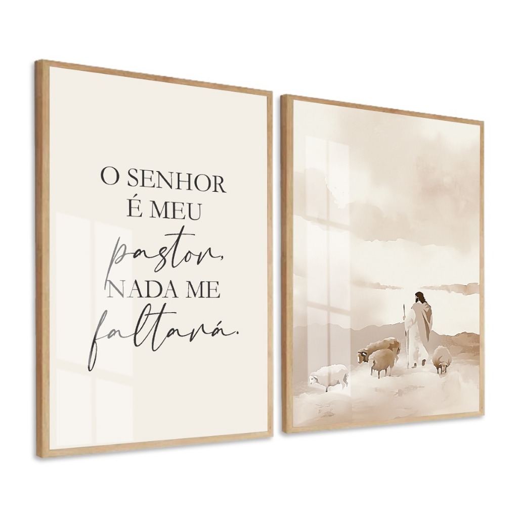 Quadro Decorativo Religião Frases Salmo O Senhor é Meu Pastor Jesus Cristo