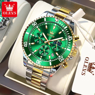 OLEVS Relogio Relógios Masculinos Luxo Prova Da água Original Dourado Esportivo Prata Preto De Aço Cronógrafo Quartzo