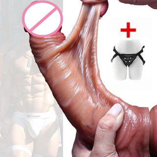 23cm 19cm rubber penis dildo realistic penis with realistic skin sliding foreskin