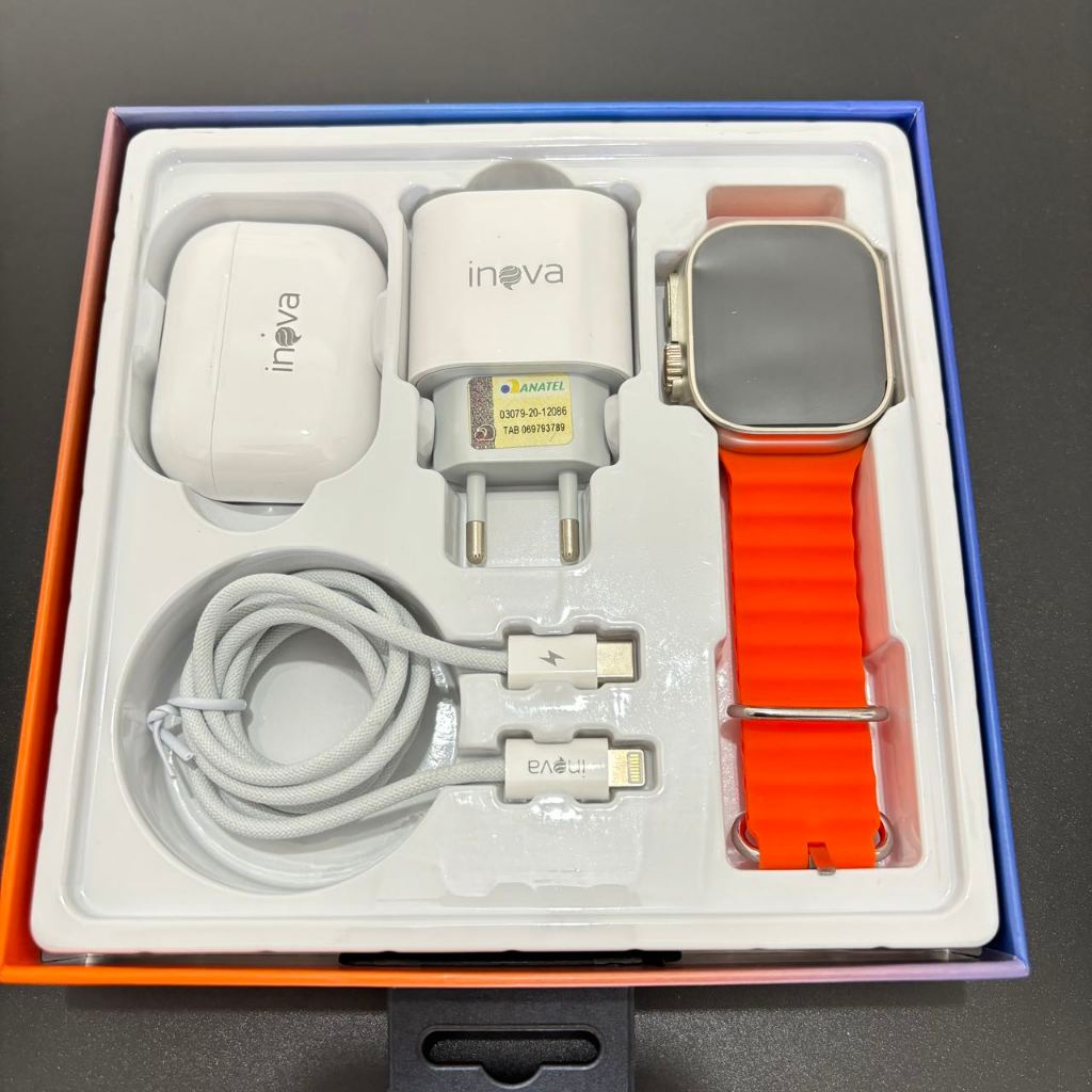 Inova Kit Smartwatch Relogio Inteligente + Fone Dd Ouvido + Carregador ...