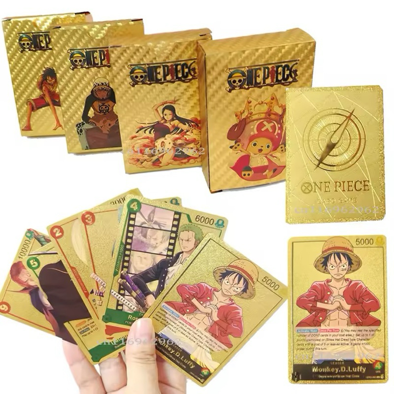 55 Pçs Cartas One Piece Brilhante Metal Ouro Card Anime Luffy
