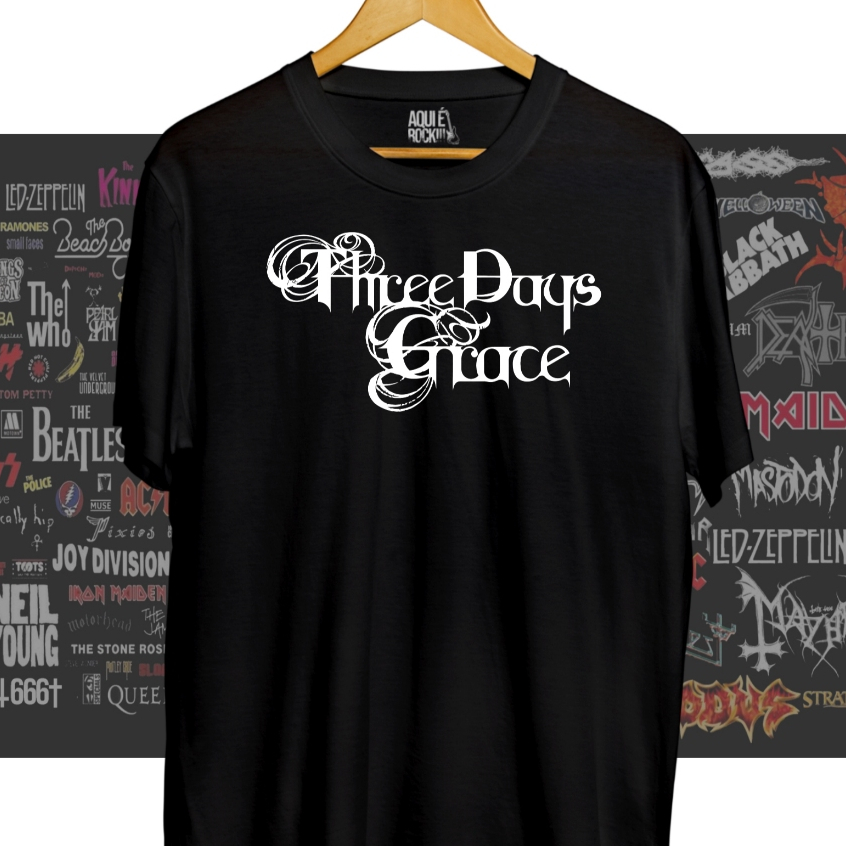 Three Days Grace グラフィックTシャツ ブラック Camiseta Three Days Grace - camisa e baby look - Rock Metal
