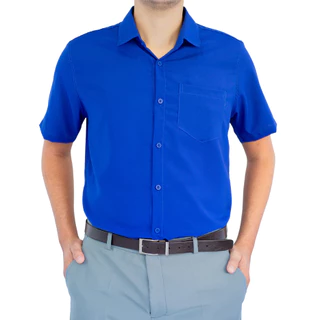 Camisa Social Masculina Manga Curta Com Bolso