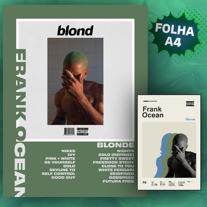 Poster Frank ocean 42x30cm Tamanho Grande Capa de Álbum Blond