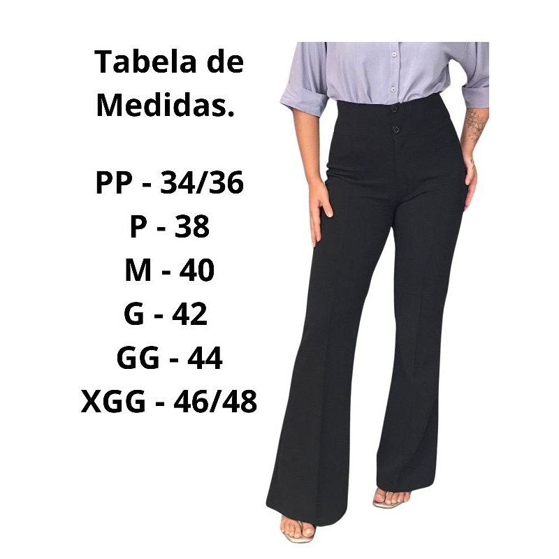 Crepe CalÃ§a Social Preta Flare Malha Crepe CalÃ§a Preta Flare