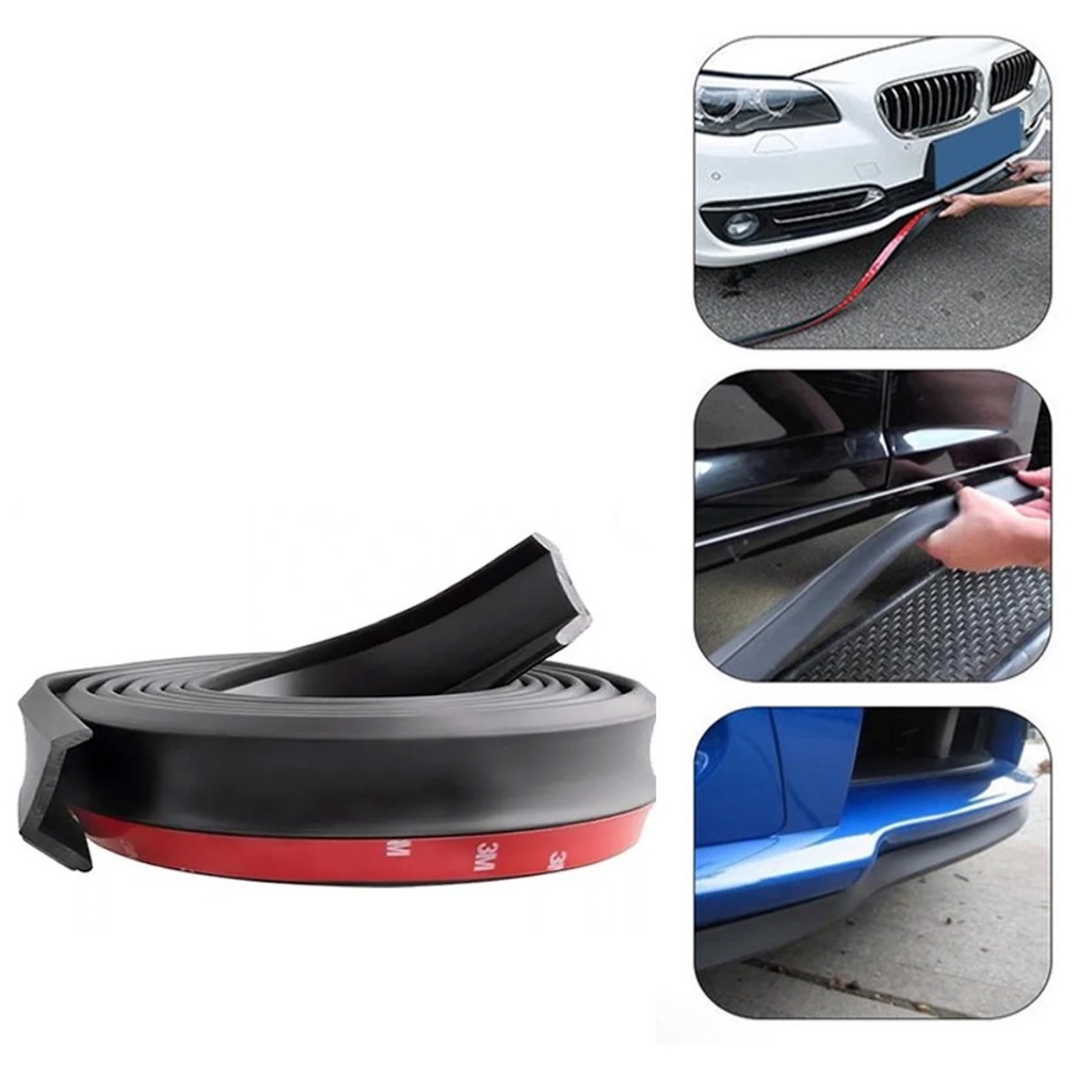 Front Lip Saia Spoiler Borracha Frontal Parachoque 2,5m Universal